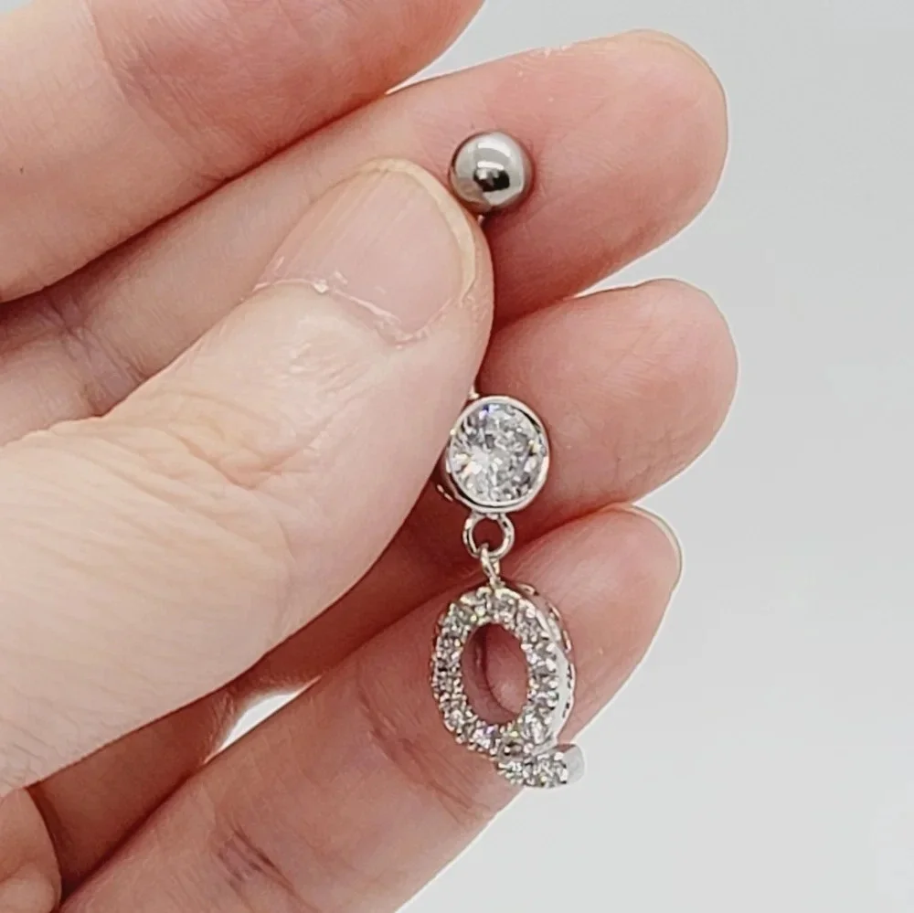 New 925 Sterling Silver Initial belly button ring 
